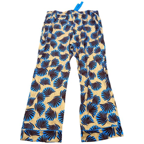 DVF Diane von Furstenberg Veronica Trousers Pants Women's 12 Fan Print Wide Leg - Picture 2 of 8